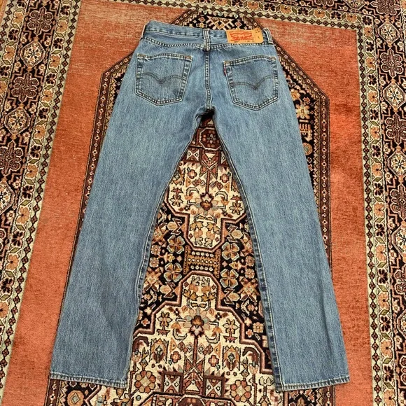 Vintage 501 Levi's Straight Leg Jeans Y2K light Blue Wash button fly - Picture 6 of 16